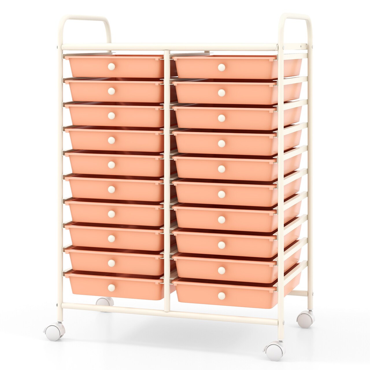 Space Saving Storage Organizer Cart with 20 Plastic Drawers and Mobile Wheels for Organizing Small Items at Home